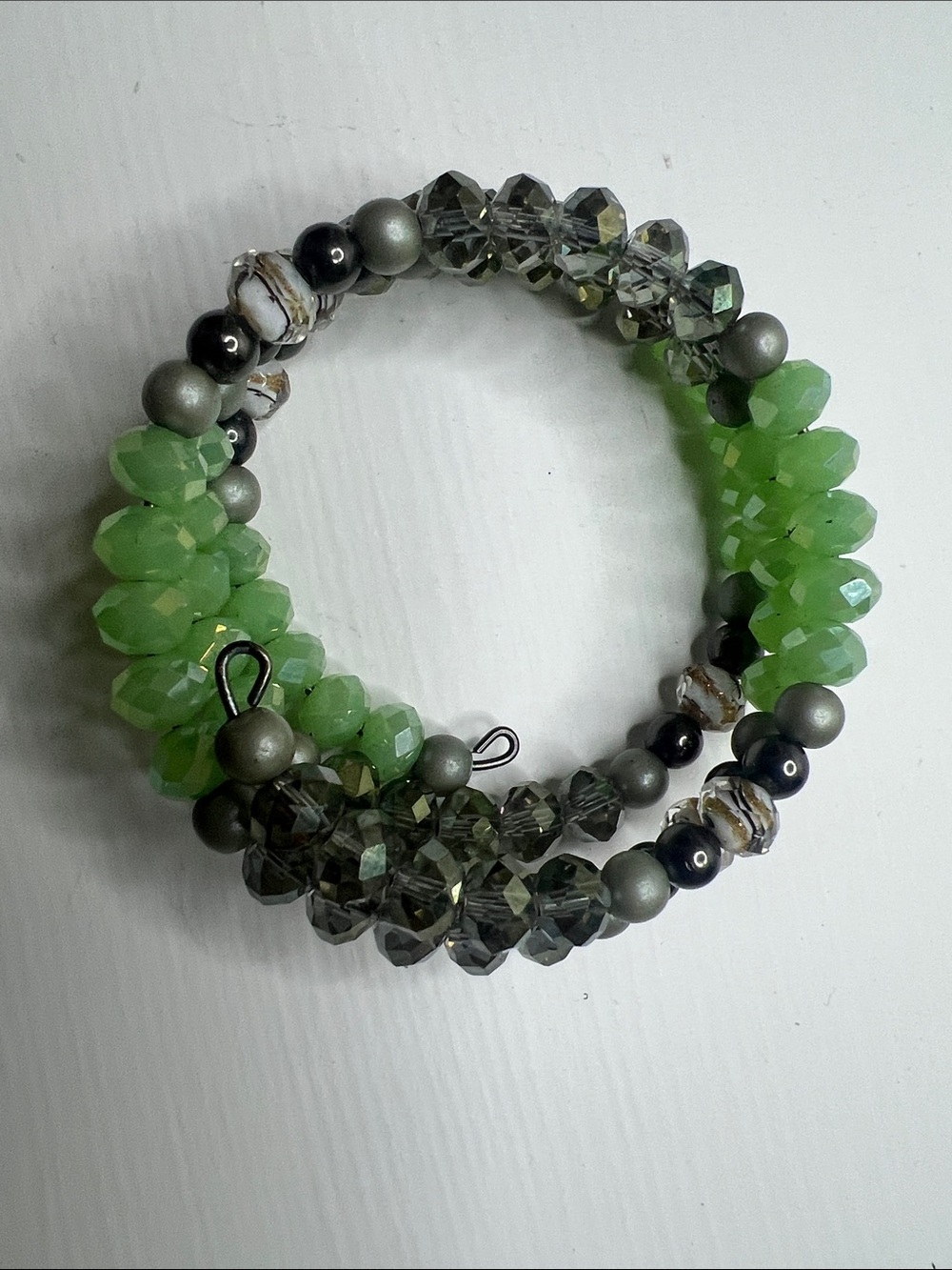 Green Multicolored Beaded Stretch Wrap - Picture 9 of 11